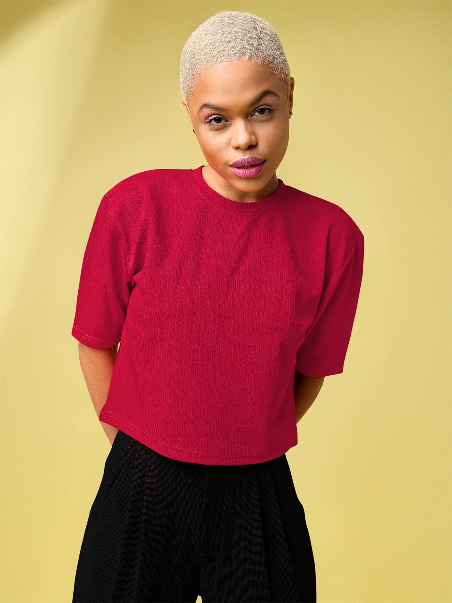 PURVAJA Red Regular Fit Crop Top