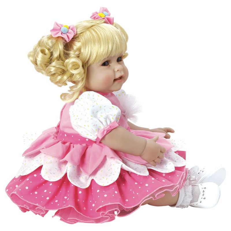 Adora Toddler Doll Ice Cream Party with layered petal party dress and pom pom hair accessories