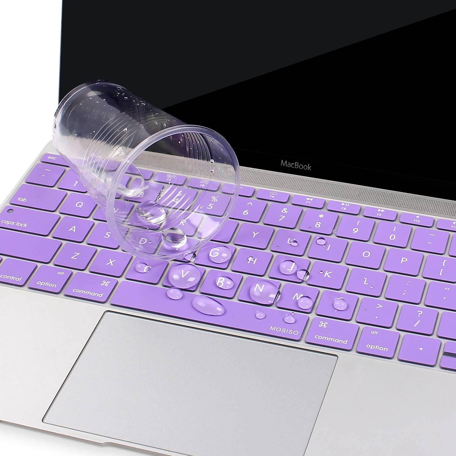 MOSISO Keyboard Cover Compatible MacBook Pro 13 Inch 2017 & 2016 Release A1708 No Touch Bar & New MacBook 12 Inch A1534 Protective Skin, Light Purple