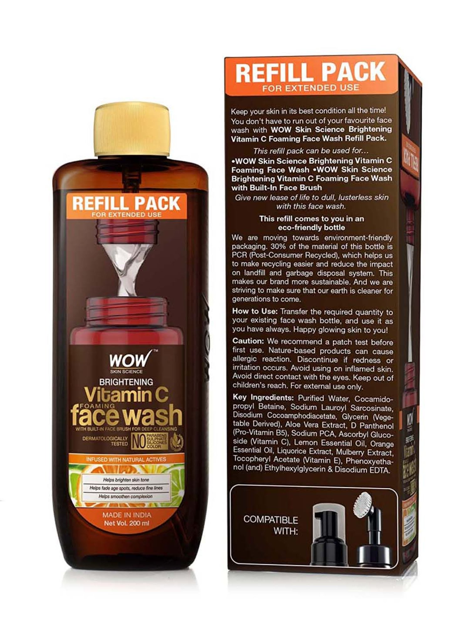 WOW Skin Science Vitamin C Foaming Face Wash Refill Pack - 200 ml