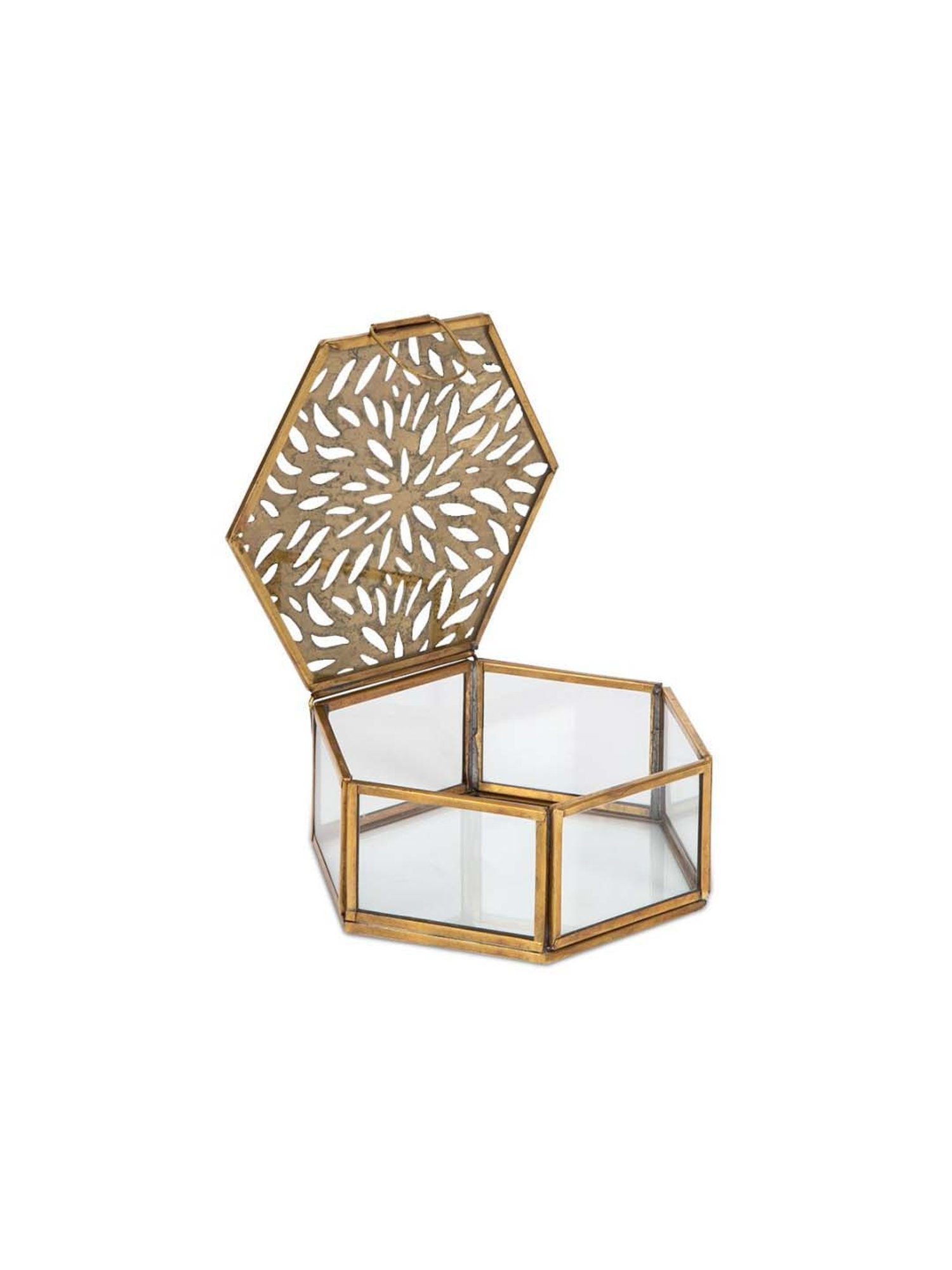 Home4U Gold & Transparent Glass Storage Box - Set of 1