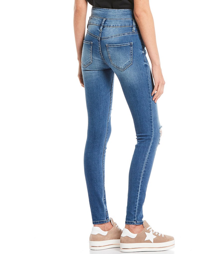 YMI Jeanswear High Rise Triple Button Stacked Skinny Jeans