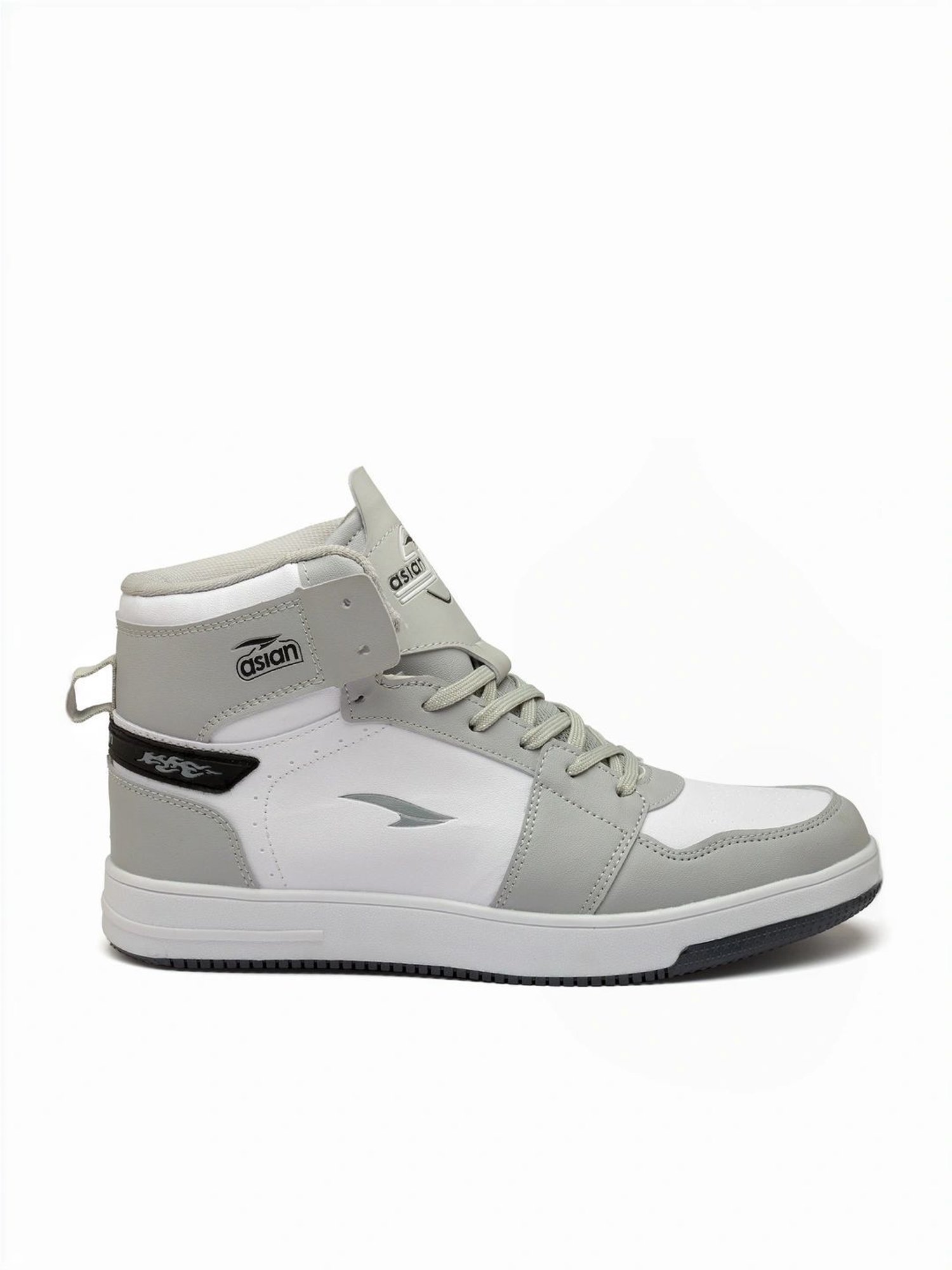 Asian Men's Grey & White Ankle High Sneakers