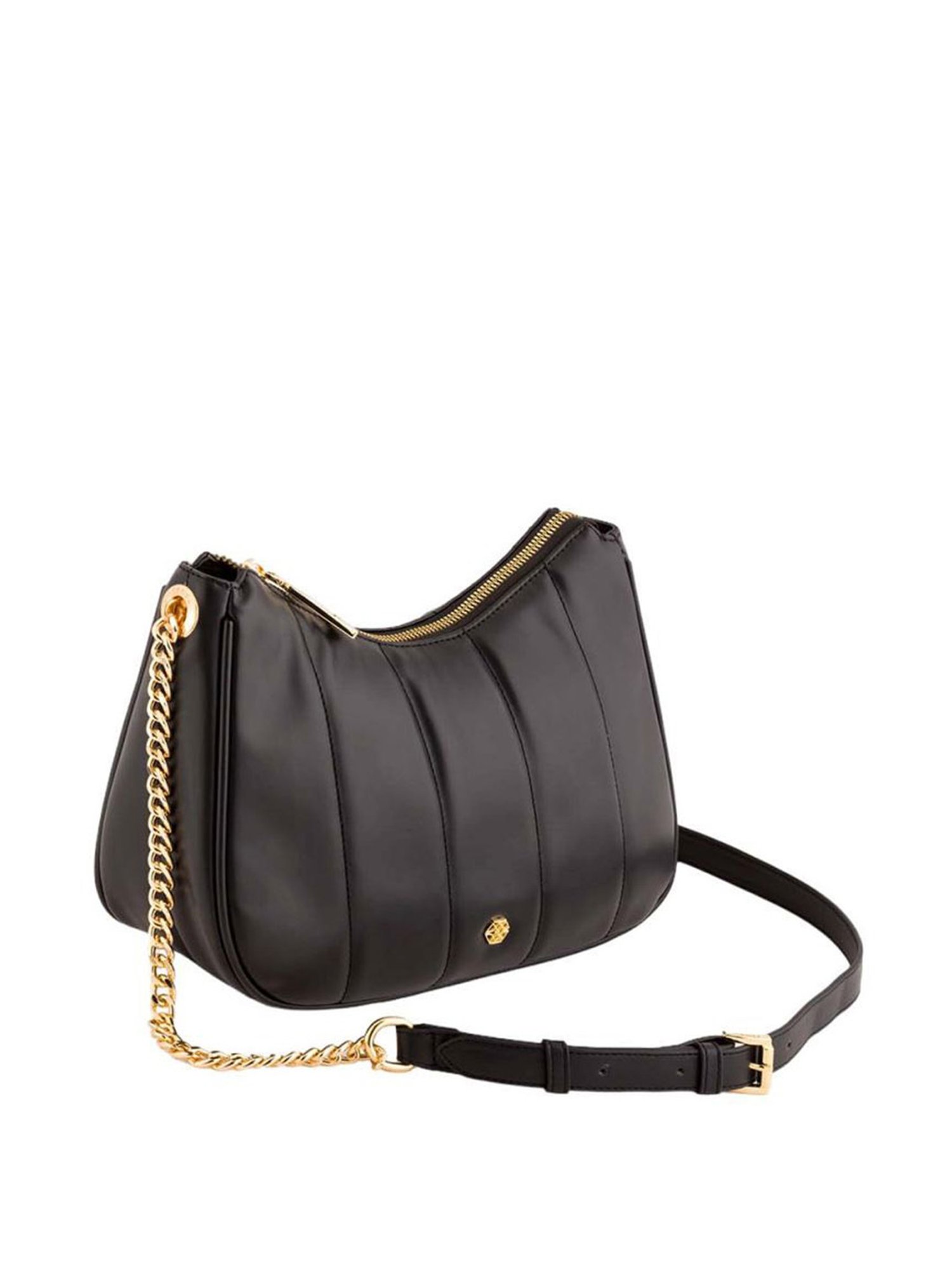 Carpisa Lisanna Black Faux Leather Quilted Sling Handbag