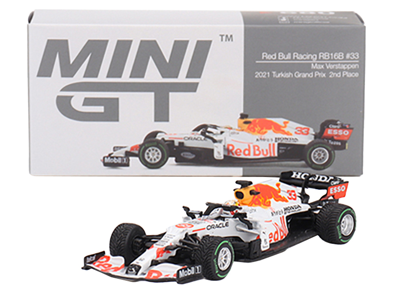 Red Bull Racing RB16B #33 Max Verstappen "Oracle-Honda" 2nd Place Formula One F1 "Turkish GP" (2021) Limited Edition 1/64 Diecast Model Car by Mini GT