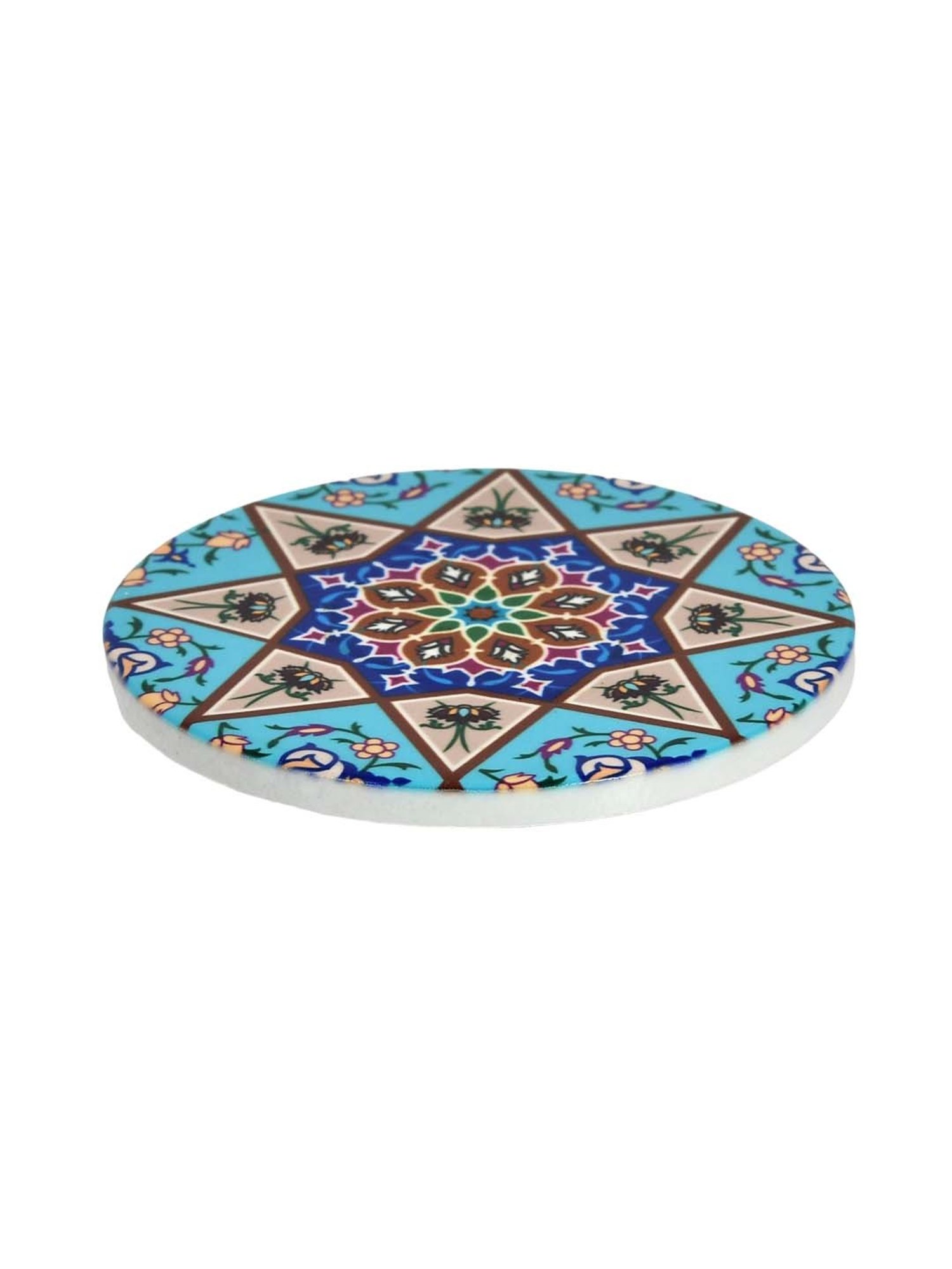 Crayton Hexagon Beige Geometric MDF Coaster - Set of 4