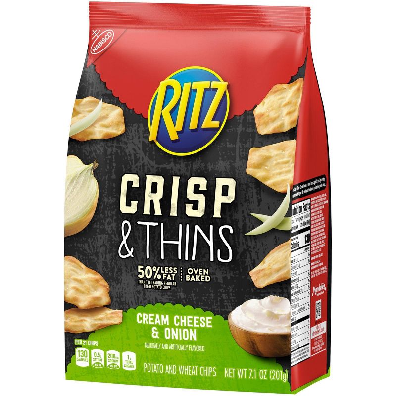 Ritz Crisp & Thins Cream Cheese & Onion Potato And Wheat Chips - 7.1oz