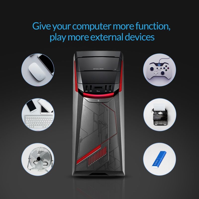 ORICO SuperSpeed 7 Ports USB3.0 PCI-E Expansion Card Adapter PCI-E USB 3.0 HUB Controller Adapter Add on Card for Windows Vista PC Laptop (No Additional Power Connection Needed)