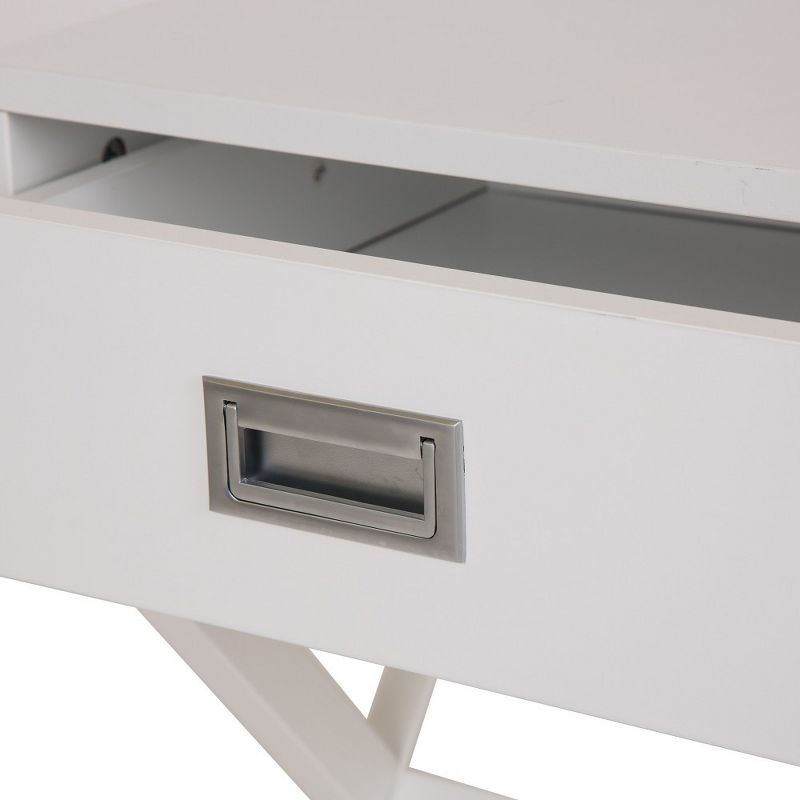 Wooden Xleg End Table with Drawer White - Glitzhome