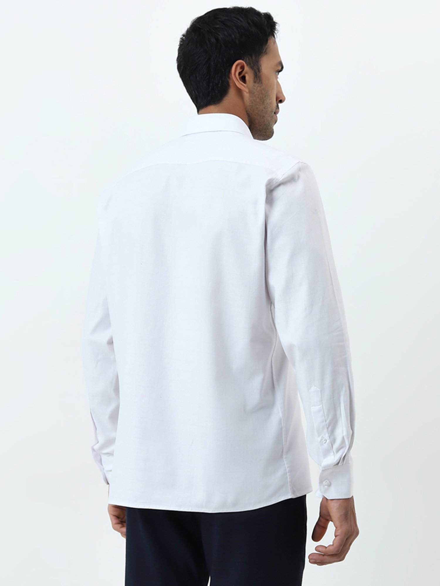 WES Formals by Westside White Checkered Slim-Fit Cotton Shirt