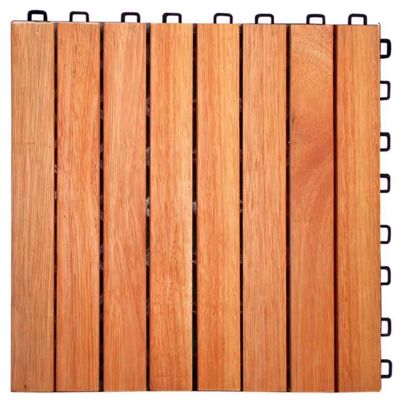 Vifah 8 Slat Eucalyptus Interlocking Deck Tile - Brown (Set of 10)