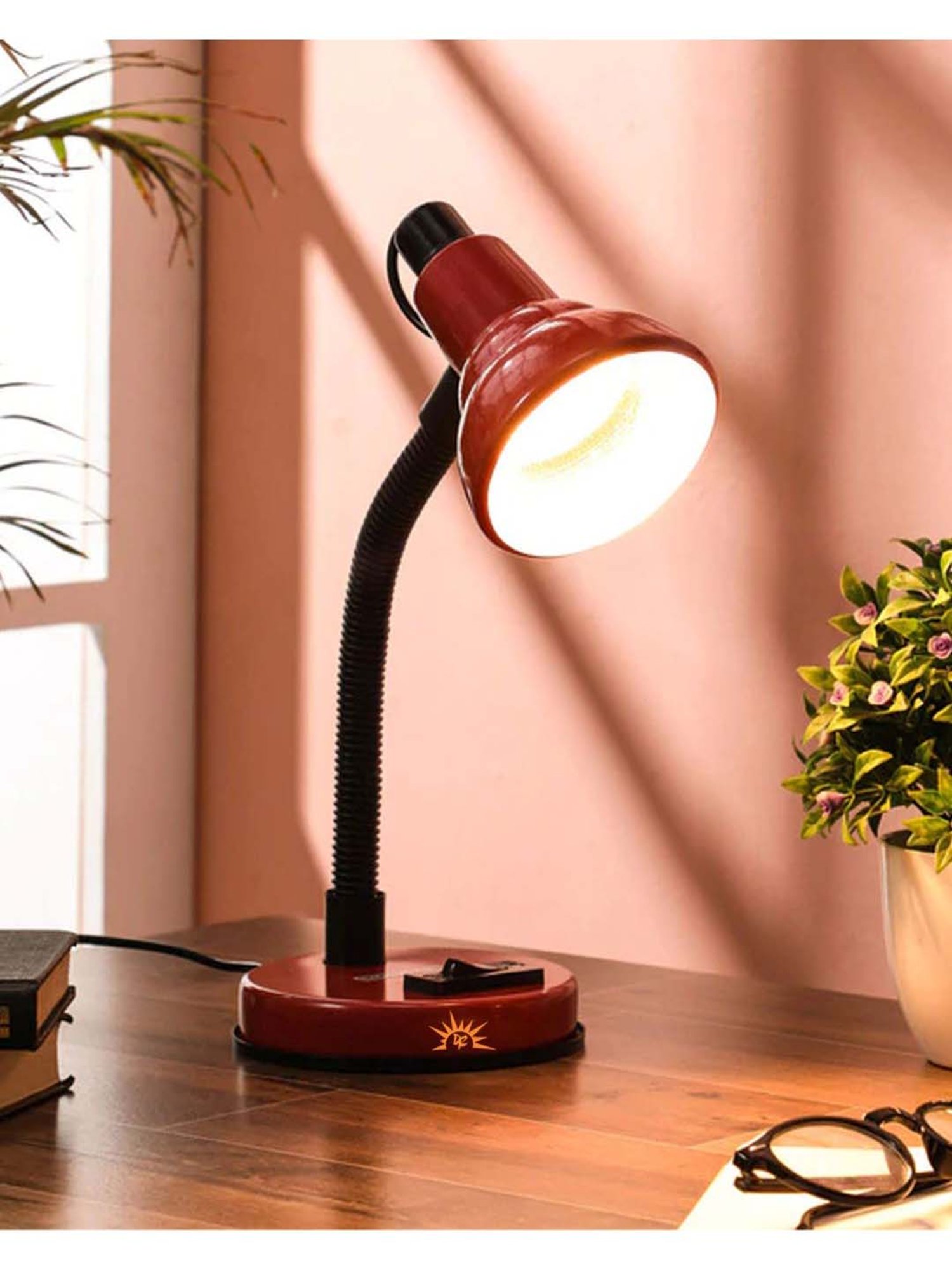 DecorativeRay Red PVC Study Table Lamp - Set of 1