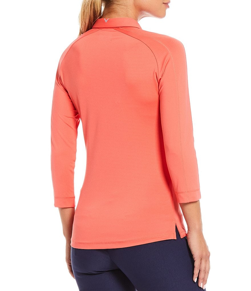 Callaway Point Collar 3/4 Sleeve Shadow Stripe Swing Tech&trade; Opti-Dri&trade; Polo
