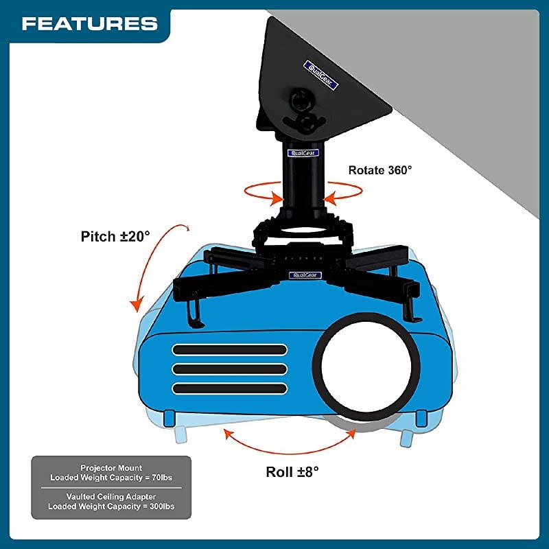 ProAV QGKITVA3INB Projector Mount Kit Accessory Vaulted Ceiling Adapter 3quot 15quot Black