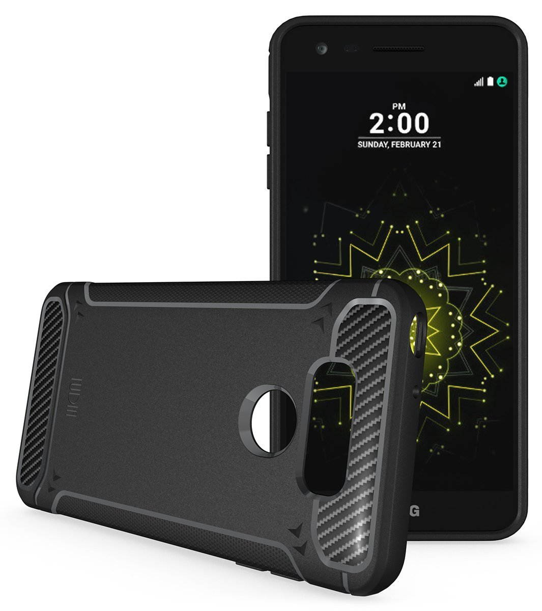 TUDIA Carbon Fiber Design Lightweight [TAMM] TPU Bumper Shock Absorption Case for LG G6 (Black)