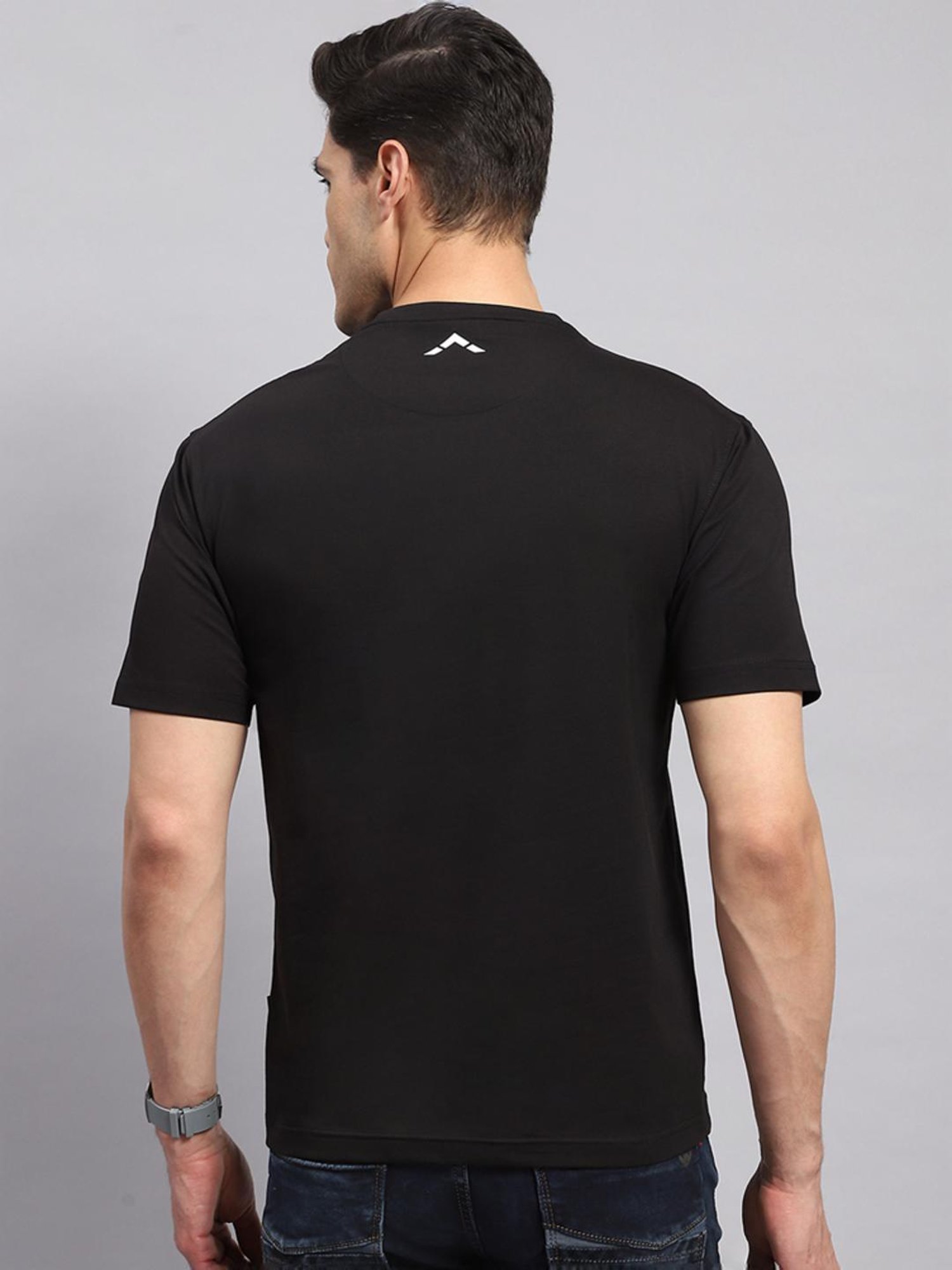 Rock.it Black Cotton Regular Fit Printed T-Shirt