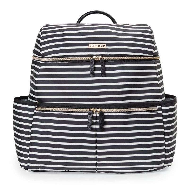 Skip Hop Flatiron Black and White Stripe Diaper Bag Backpack