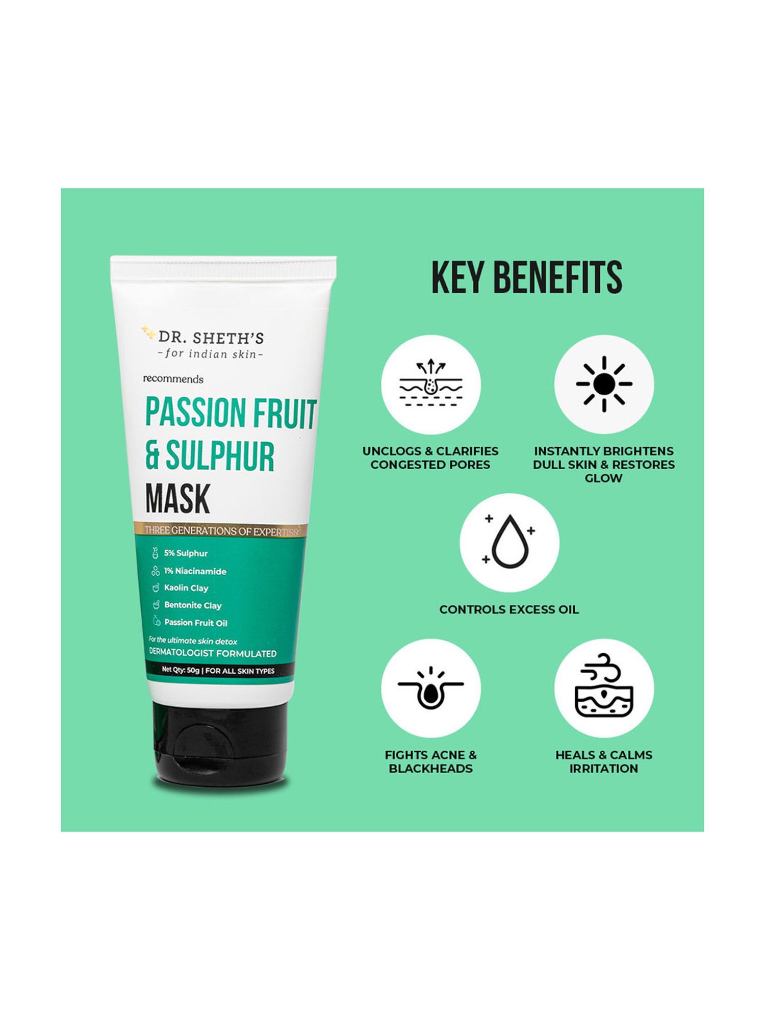 Dr. Sheth&iquest;s Passion Fruit & Sulphur Mask - 50 gm