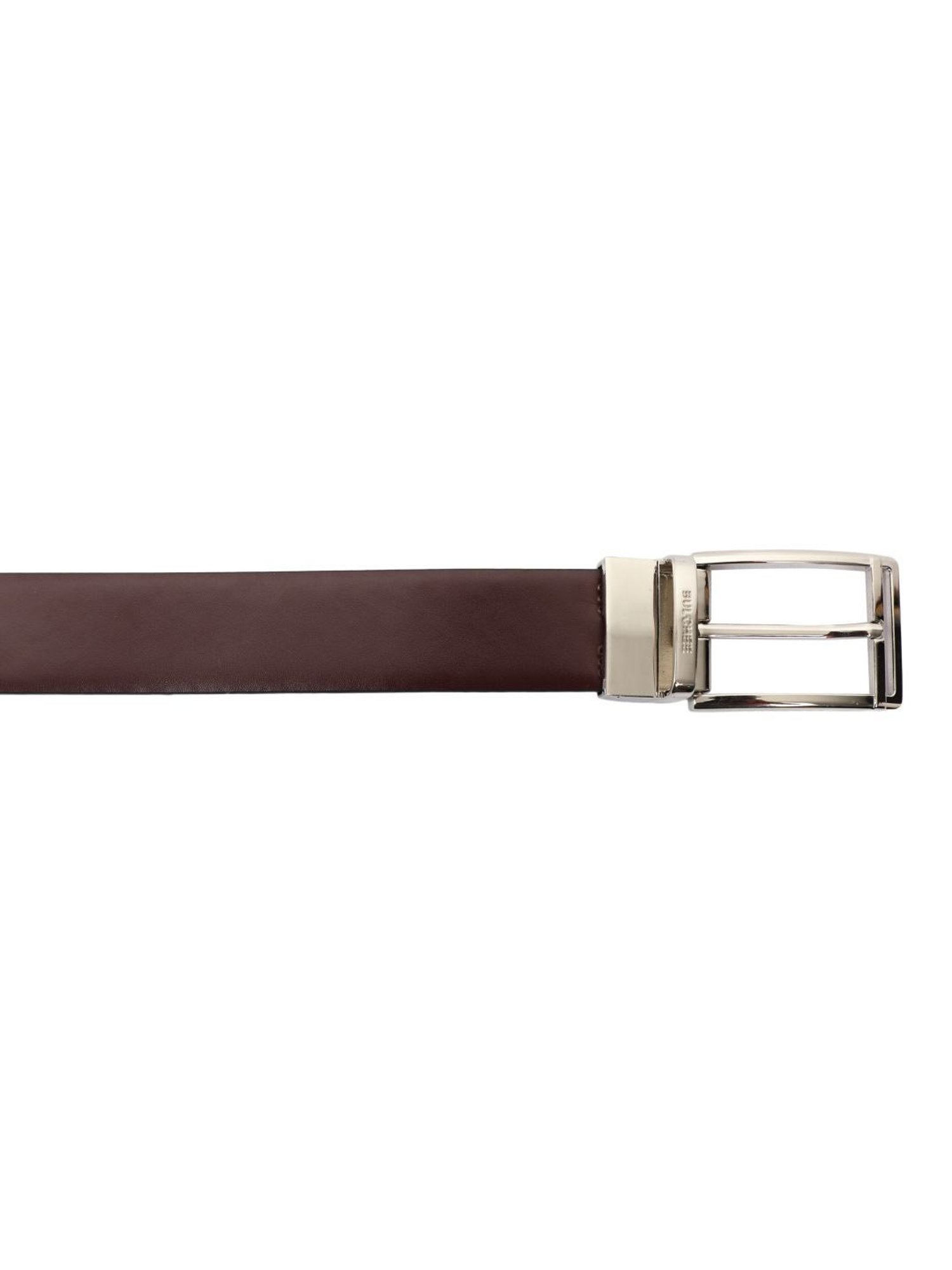Bulchee Black & Maroon Leather Textured Reversible Belt