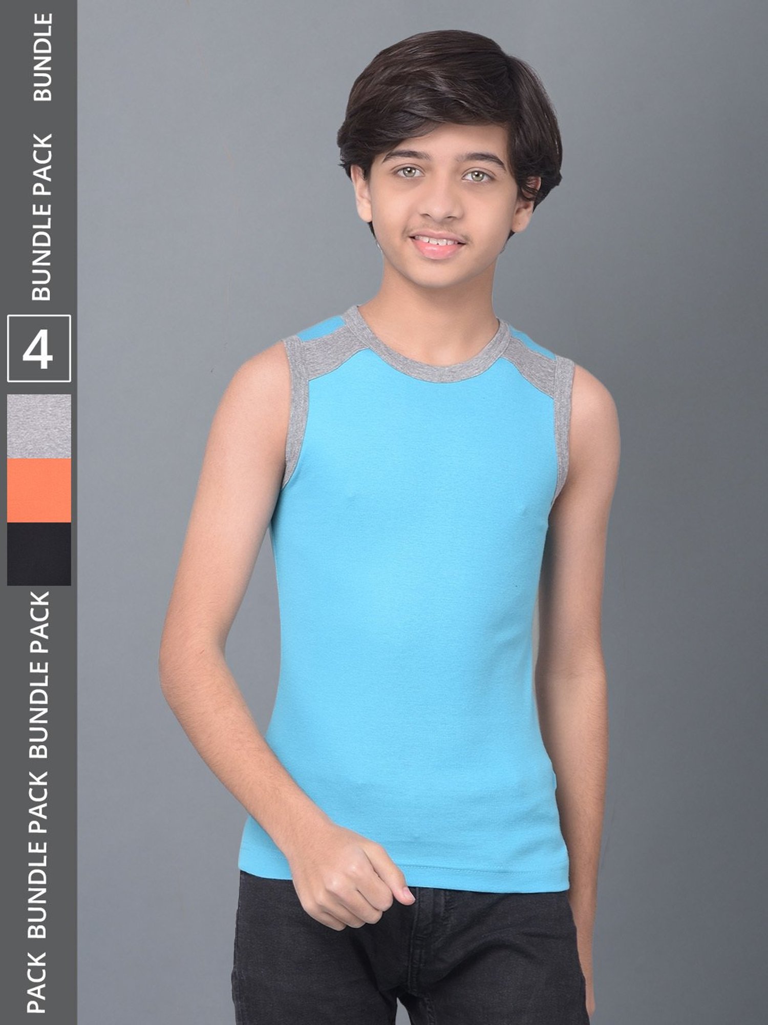 Dollar Bigboss Boys Multicolor Solid Vest (Pack Of 3)