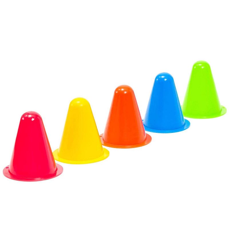Juvale 50 Pack 3 Inch Indoor Outdoor Mini Agility Field Soccer Sports Training Cones for Kids, 5 Colors