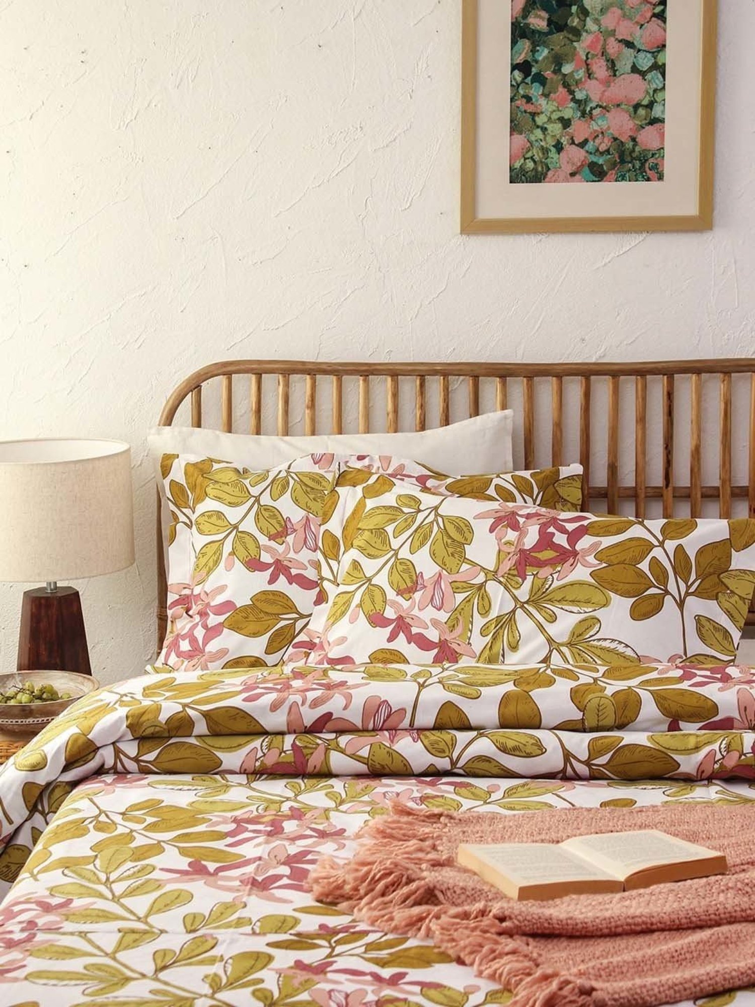 House This Moringa Floral Multicolor 180 TC Cotton Queen Duvet Cover