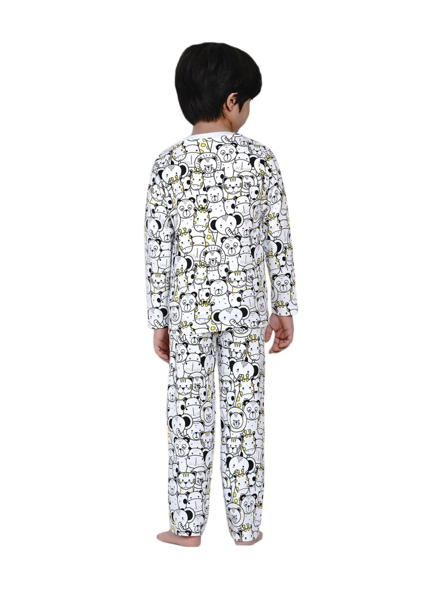 Berrytree Organic Boys Black Cotton Animals Print Night Suits