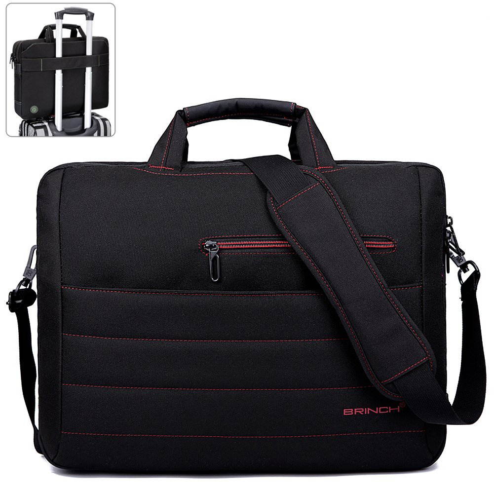 BRINCH 15.6 Inch Nylon Shockproof Carry Laptop Case Messenger Bag For 15 - 15.6 Inch Laptop / Notebook / MacBook / Ultrabook / Chromebook with Shoulder Strap Handles and Various Pockets,Black+Green
