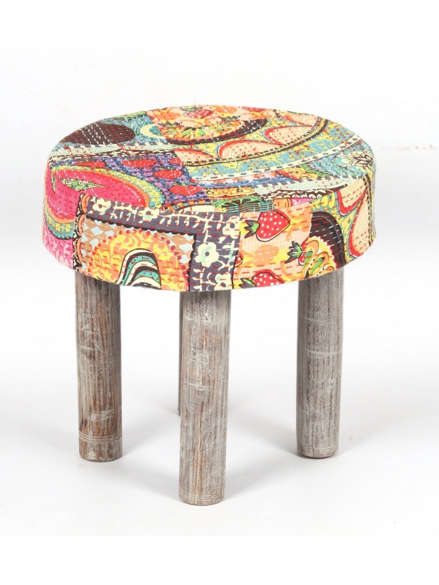 Chumbak Spring Marigold Floral Green Mango Wood Modern Trunk Storage Ottoman