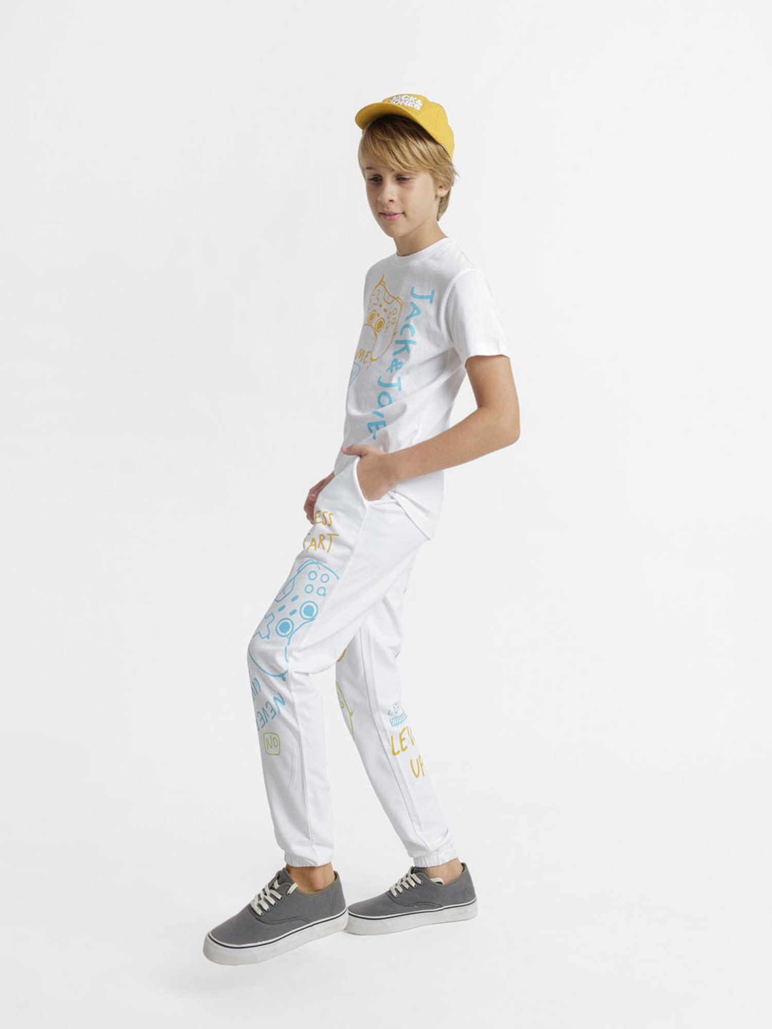 Jack & Jones Junior White Printed Trousers