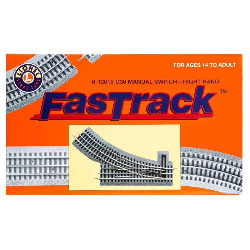 Lionel Trains O-Gauge Fastrack O36 Manual Right Hand Switch Track Piece w/ Curve