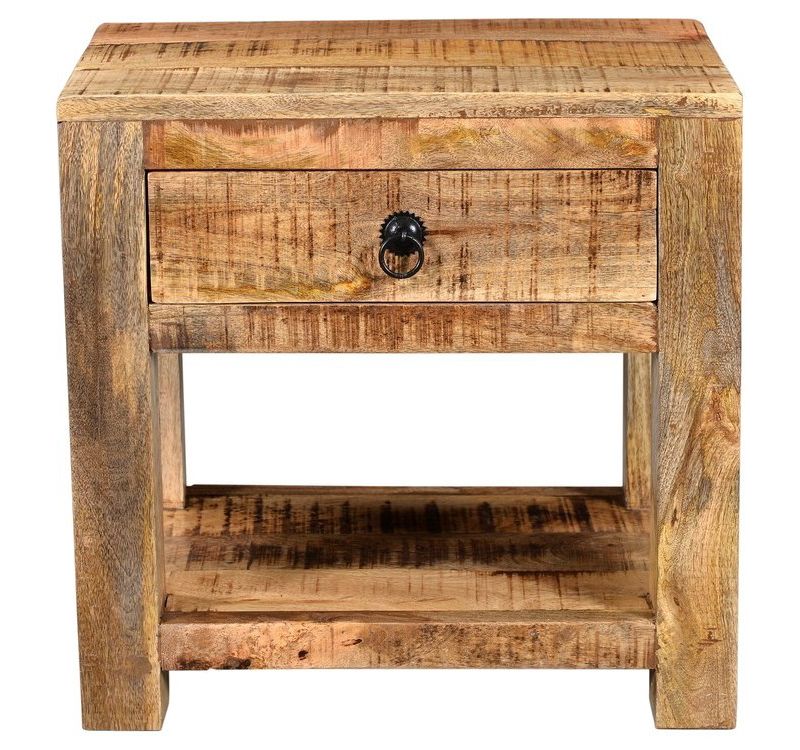 Surat Solid Wood Side Table with 1 Drawer Brown - Timbergirl