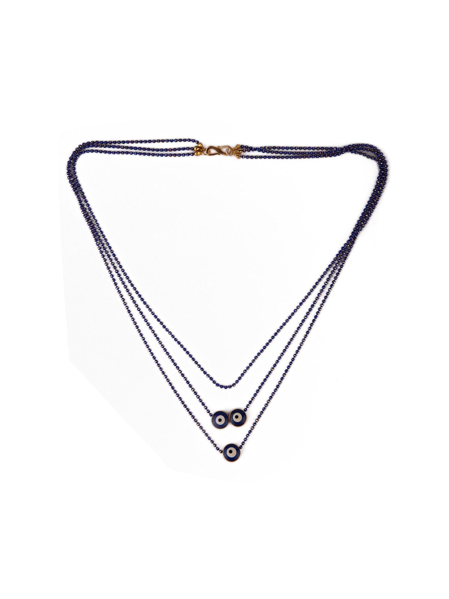 Prita by Priyaasi Triple Evil Eye Blue Beaded Necklace