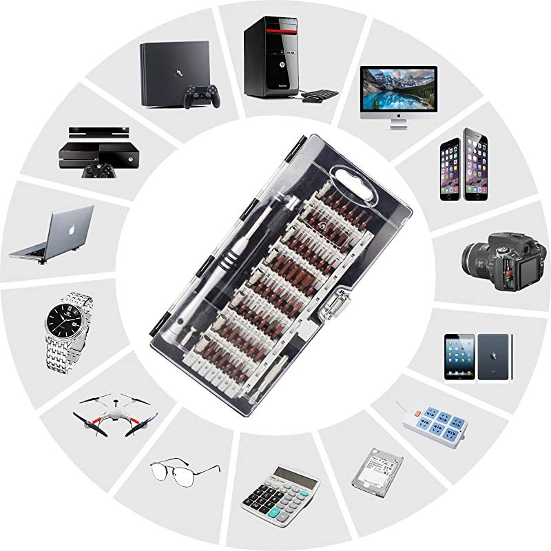 70 in 1 Precision Screwdriver Set Professional Electronics Repair Tool Kit with 56 Bits Magnetic Driver Kit Anti Static Wrist Band Spudgers for Tablet Macbook PC iPhone Xbox Game Console