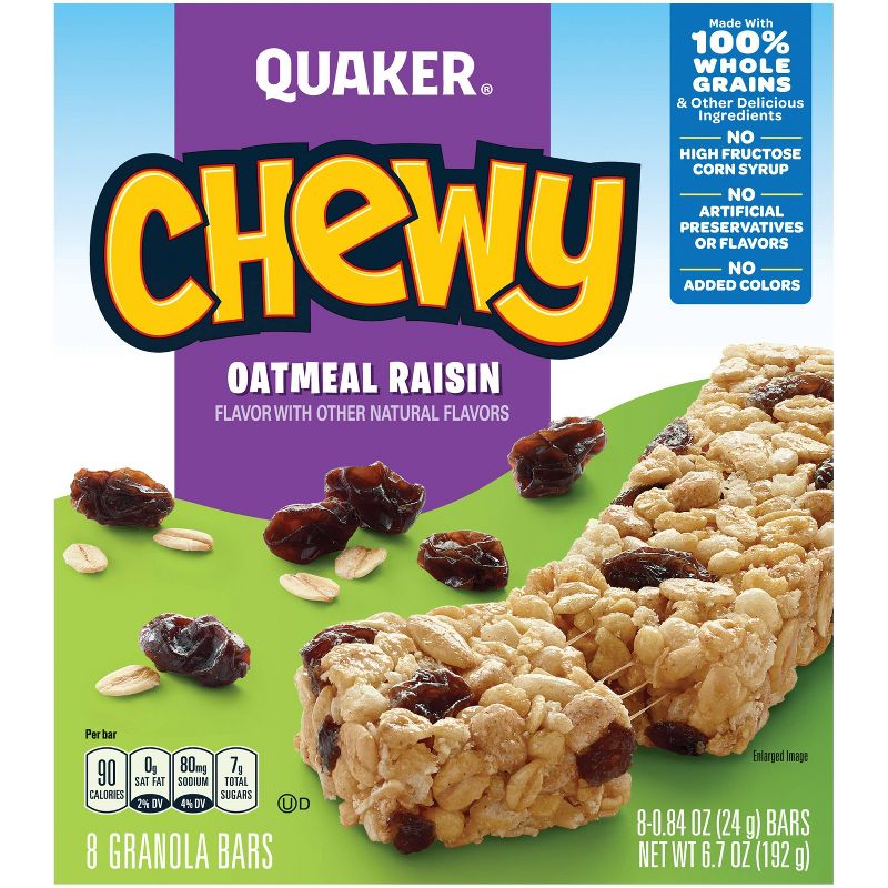 Quaker Chewy 90 Calories Low Fat Oat Meal Raisin Granola Bars - 8ct