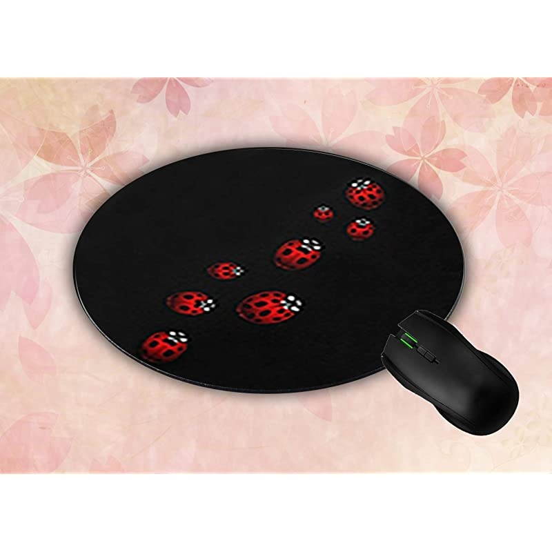 Customized Round Office Mouse Pad NonSlip Rubber Mouse Pads Cute Mat Ladybug