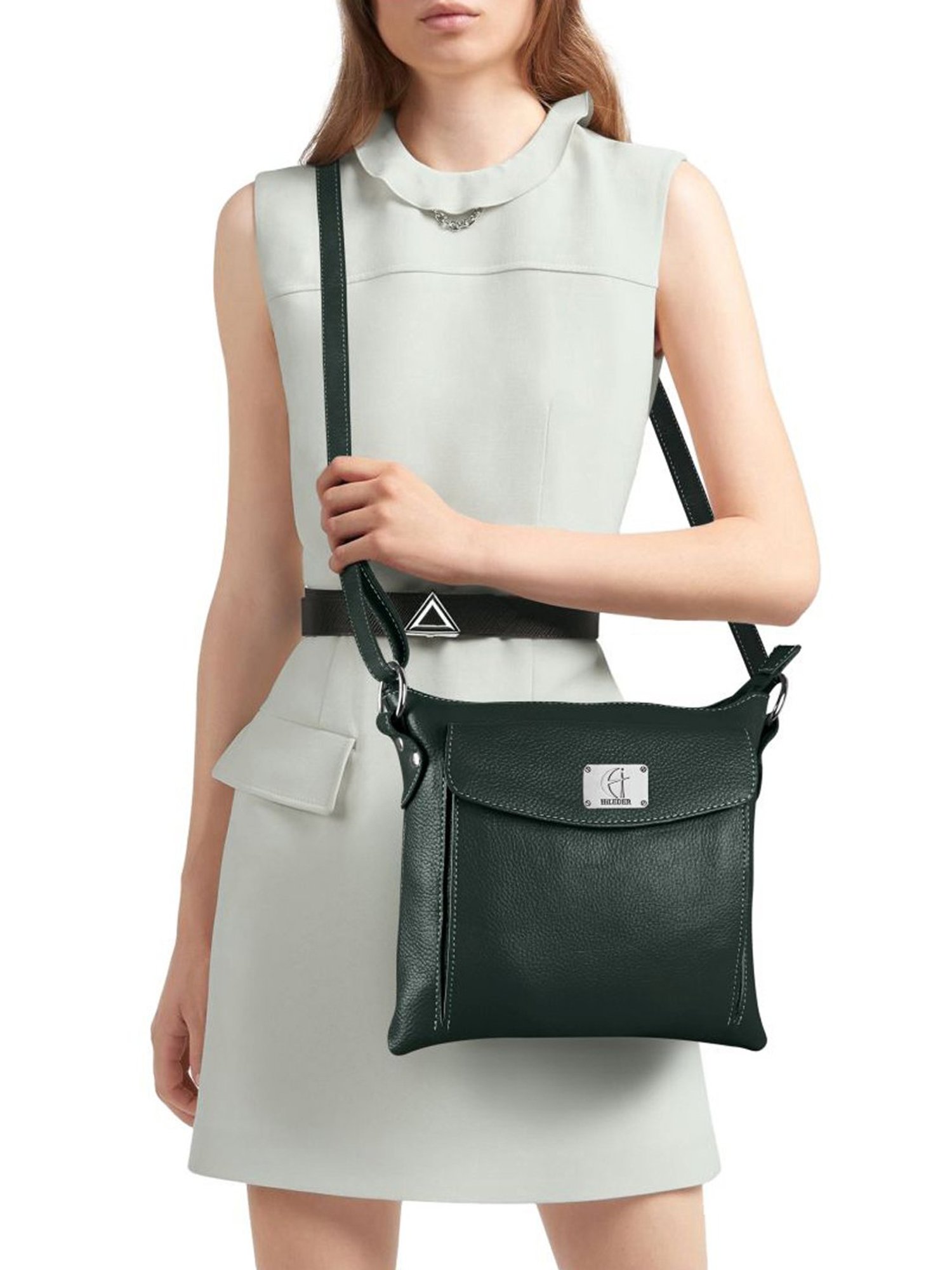 HiLEDER Green Solid Medium Cross Body Bag