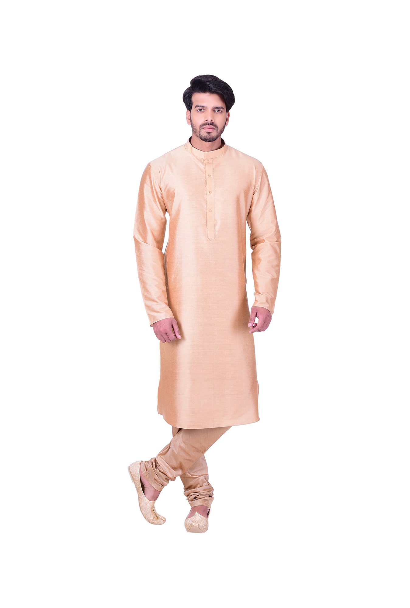 Manyavar Beige SolidKurta & Churidar Set