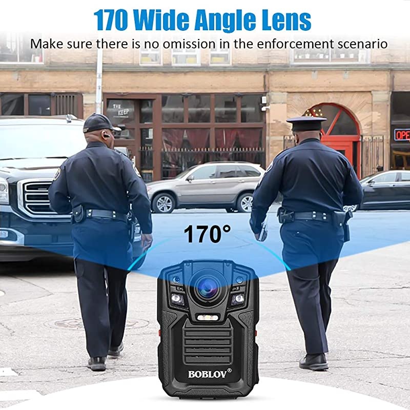 Body Worn Camera with Audio 64GB,  1296P Police Body Cameras for Law Enforcement, Security Guard, Waterproof Body Mounted Cam DVR Video IR with Night Vision, 170&deg; Wide Angle