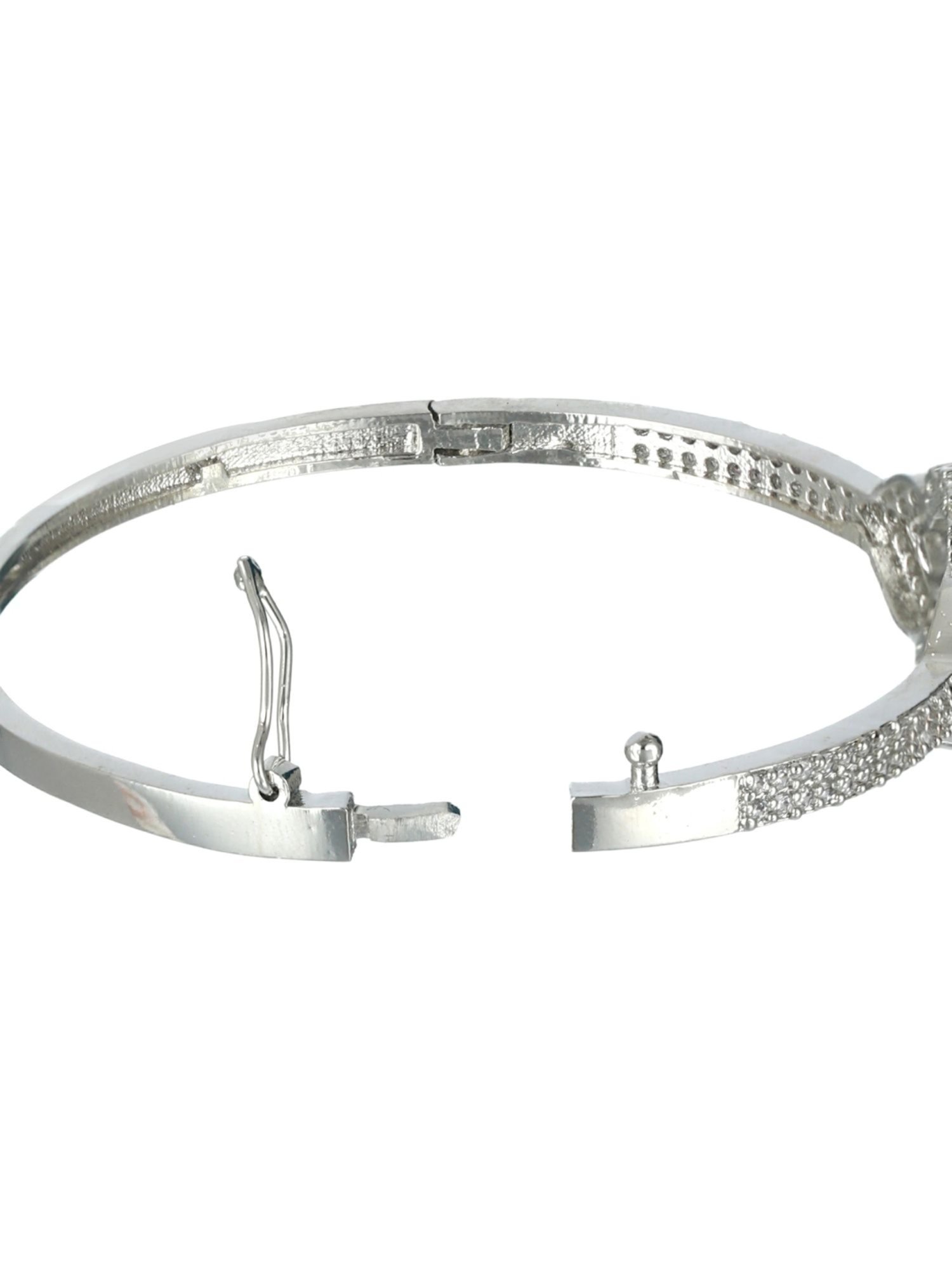 Aatmana Handcrafted Silver-Plated Floral Shaped Bangle Style Bracelet
