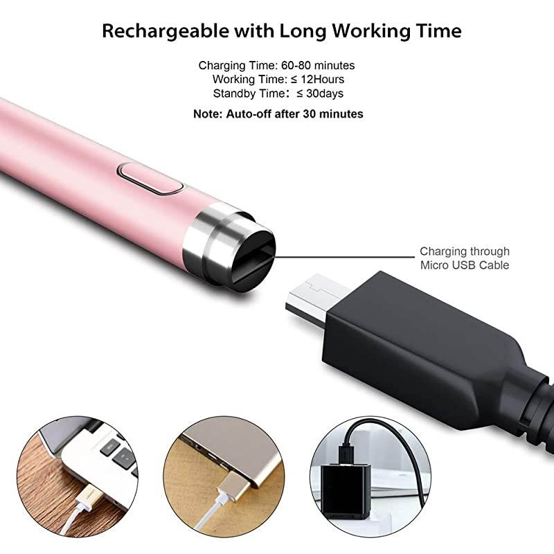 Active Stylus Compatible with Apple iPad  Stylus Pen for Touch Screens Rechargeable Capacitive 15mm Fine Point iPad Pen Tablets Stylus with Pen BagAntifriction Glove