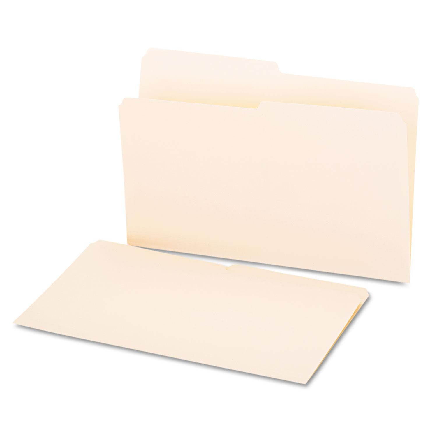 File Folders, 1/2 Cut, One-Ply Top Tab, Legal, Manila, 100/box