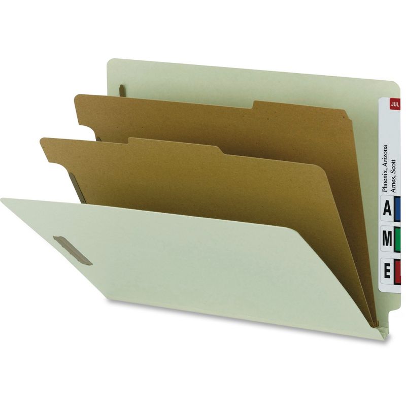 Nature Saver End Tab Classification Folders 2 Dividers Ltr 10/BX GY Green SP17252