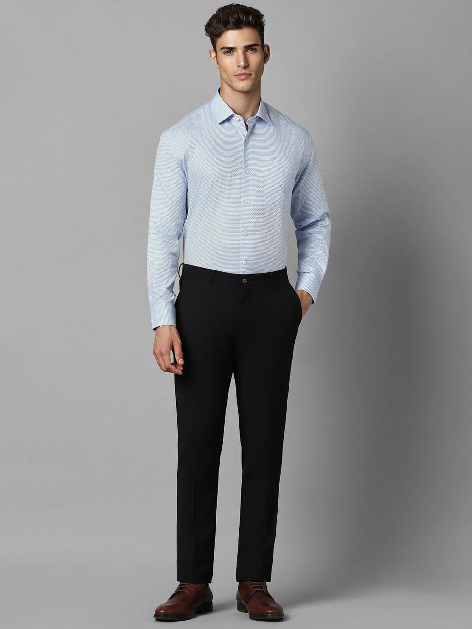 Luxure By Louis Philippe Blue Cotton Regular Fit Printed Shirt