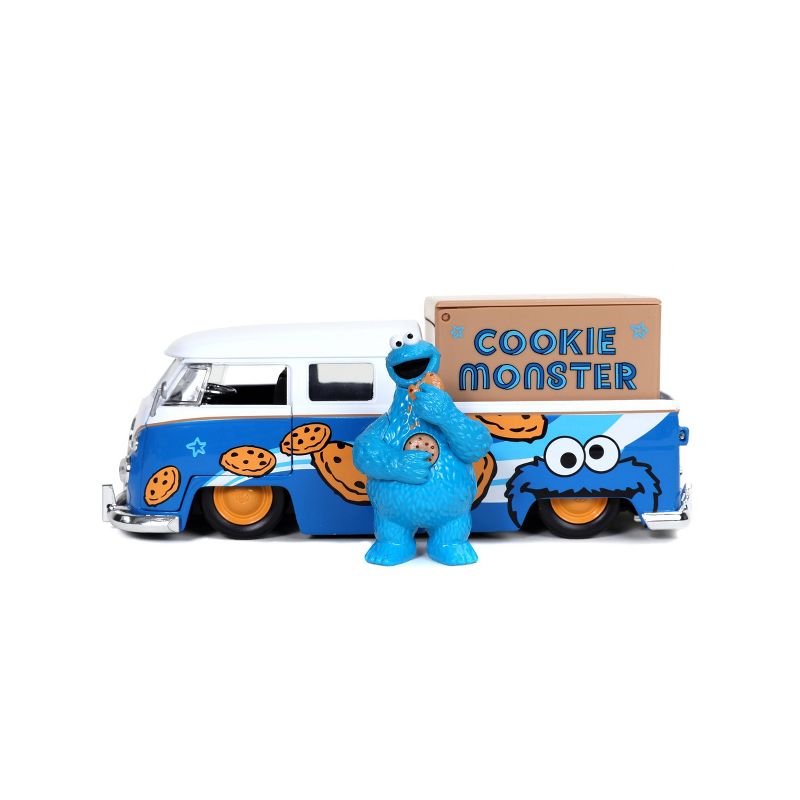 Jada Toys Hollywood Rides 1963 VW Bus Pickup Cookie Monster Die-Cast Vehicle 1:24 Scale
