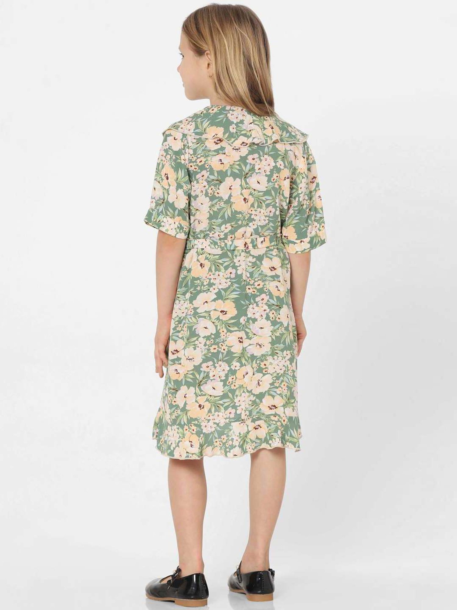 KIDS ONLY Green & Cream Floral Print Dress