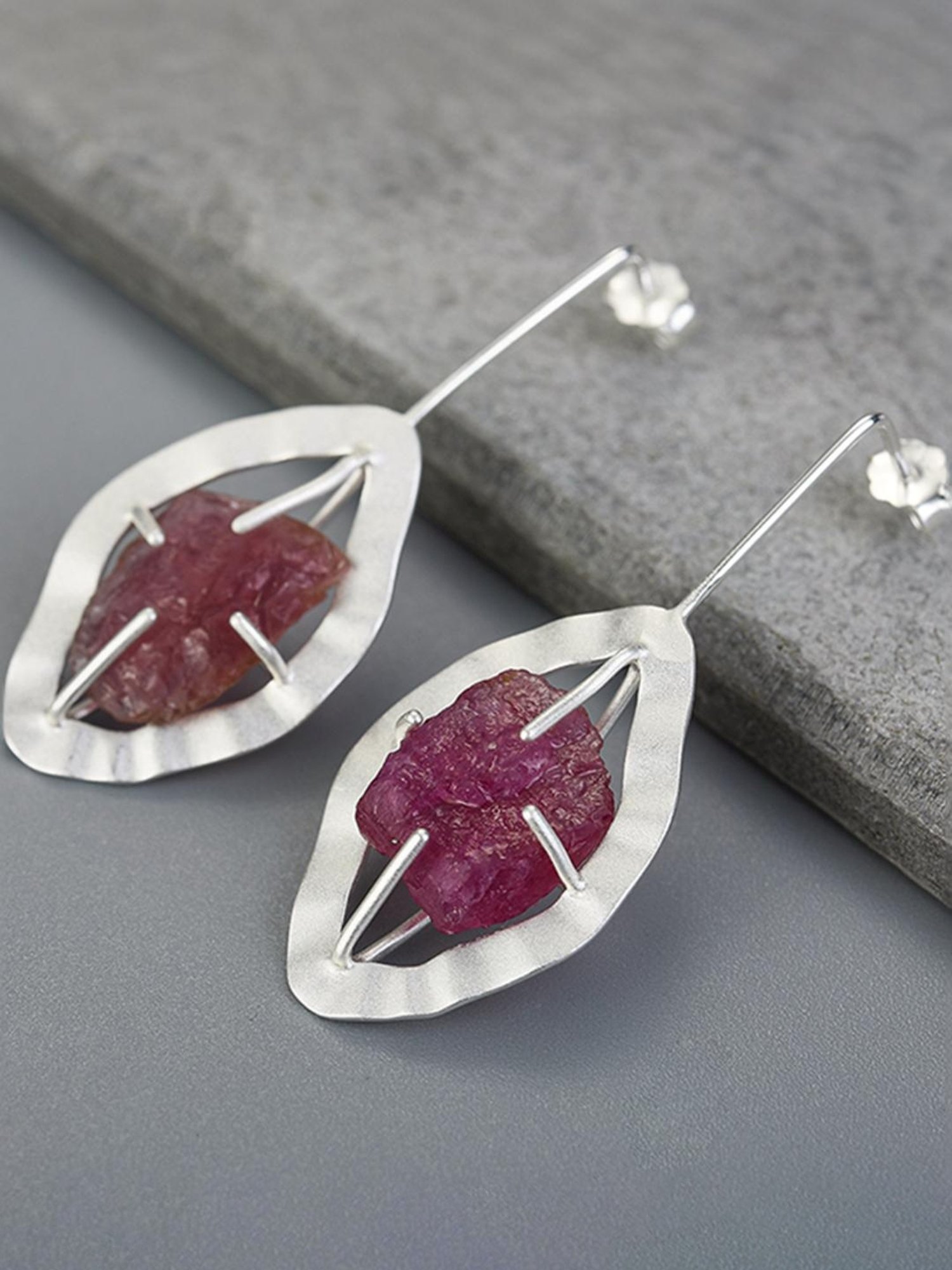 Rihi by P.C. Chandra Jewellers 92.5 Sterling Silver Asymmetric Drop Earrings for Women & Girls