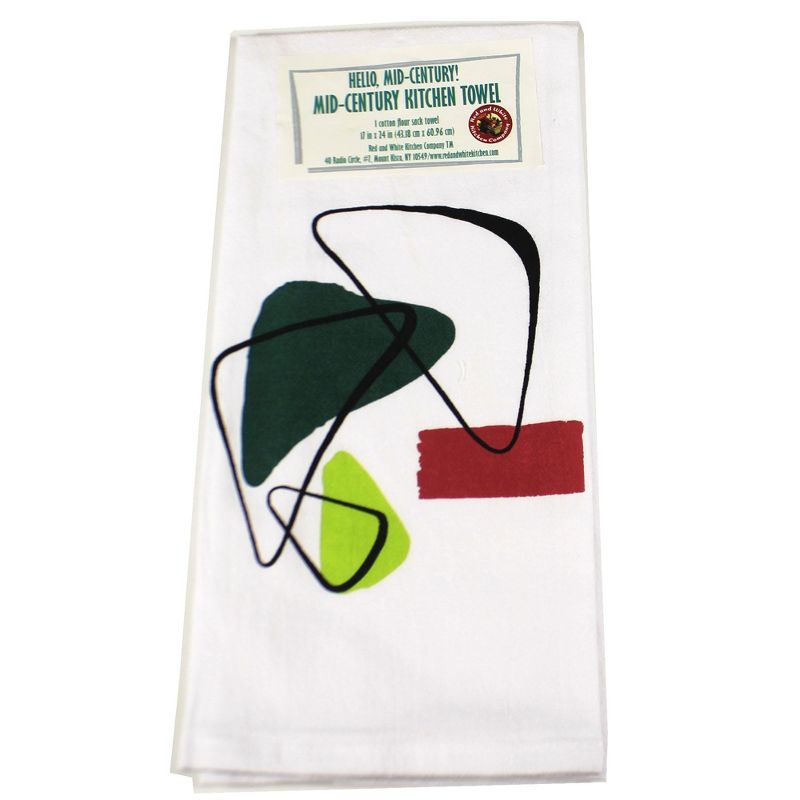 Tabletop 24.0" Mid Century Modern Towels Set/3 100% Cotton Kitchen Clean Up Red And White Kitchen Company  -  Kitchen Towel