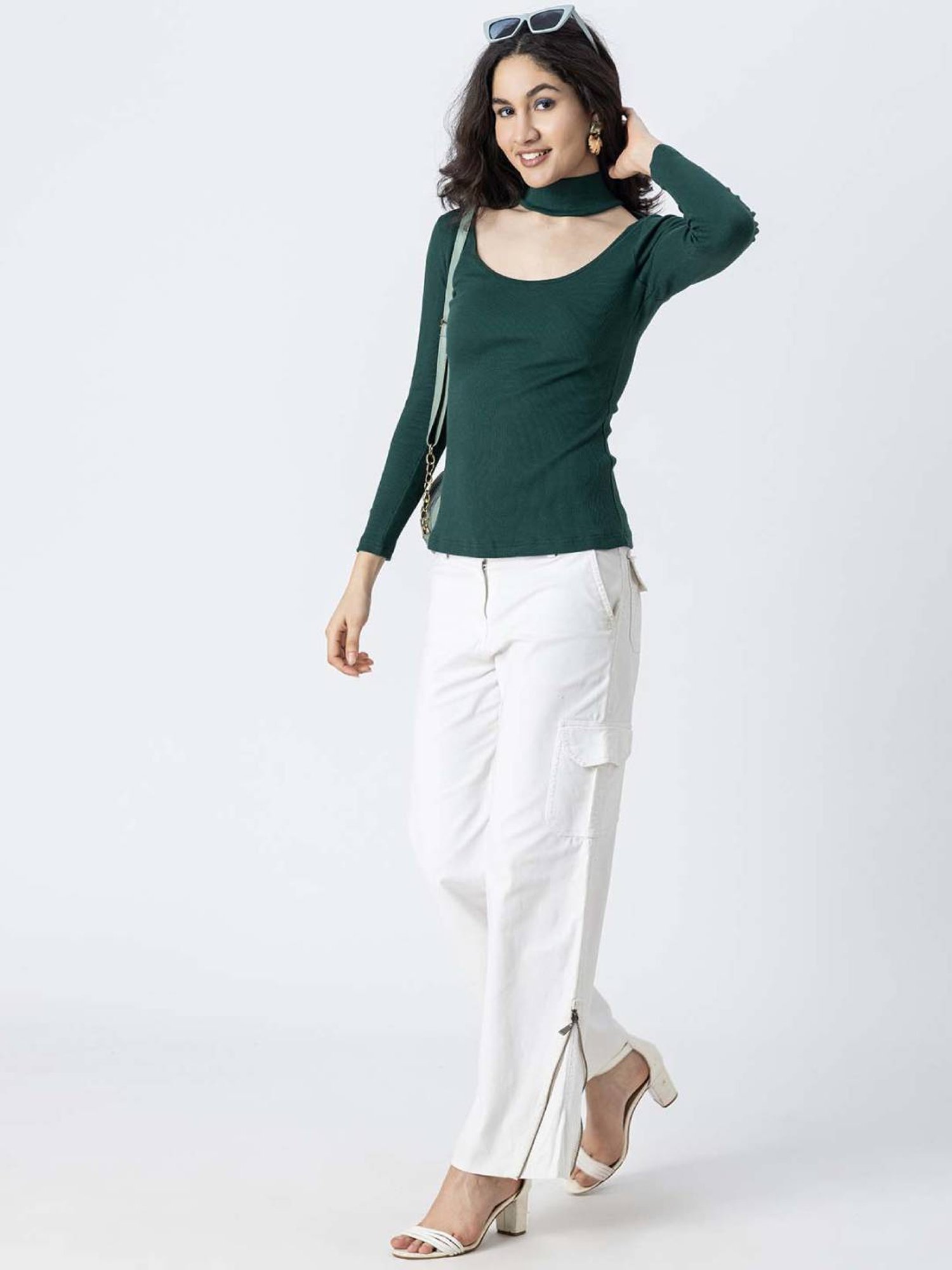 Moomaya Green Slim Fit Top