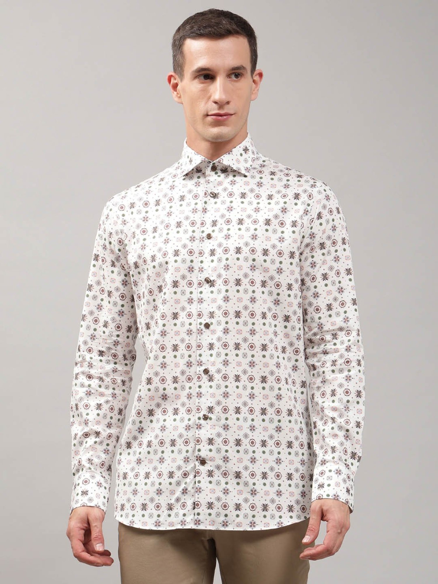 Matinique White Regular Fit Printed Cotton Shirt